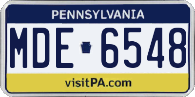 PA license plate MDE6548