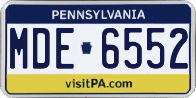 PA license plate MDE6552