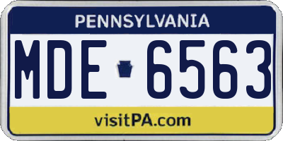 PA license plate MDE6563