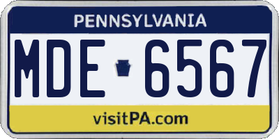 PA license plate MDE6567