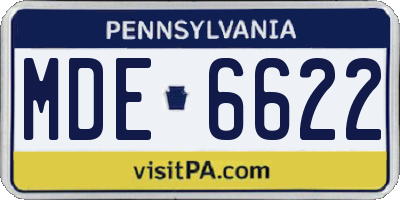 PA license plate MDE6622