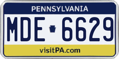 PA license plate MDE6629