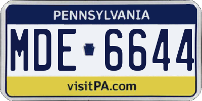 PA license plate MDE6644