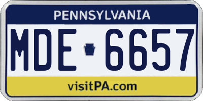 PA license plate MDE6657