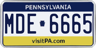 PA license plate MDE6665