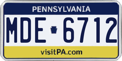 PA license plate MDE6712