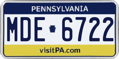 PA license plate MDE6722
