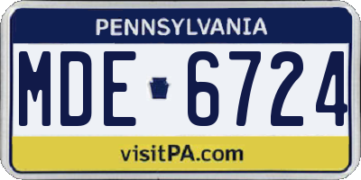 PA license plate MDE6724