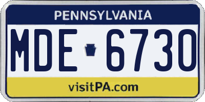 PA license plate MDE6730