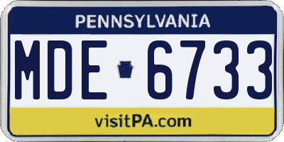 PA license plate MDE6733