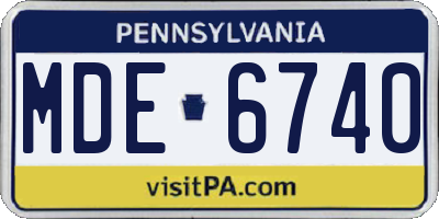 PA license plate MDE6740