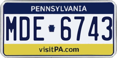 PA license plate MDE6743