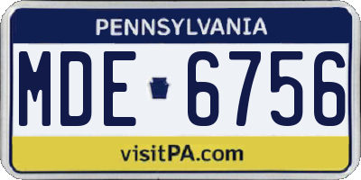 PA license plate MDE6756