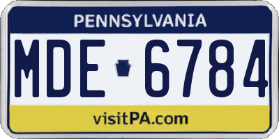 PA license plate MDE6784
