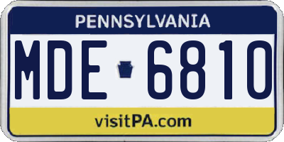 PA license plate MDE6810