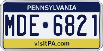 PA license plate MDE6821