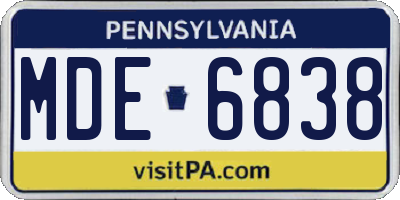 PA license plate MDE6838