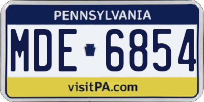PA license plate MDE6854