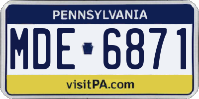 PA license plate MDE6871
