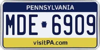 PA license plate MDE6909