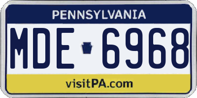 PA license plate MDE6968