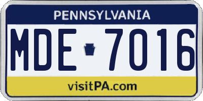PA license plate MDE7016