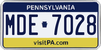 PA license plate MDE7028