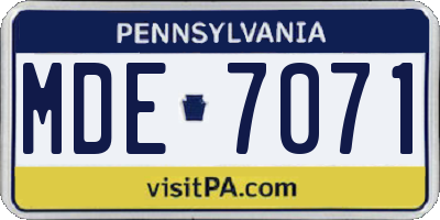 PA license plate MDE7071