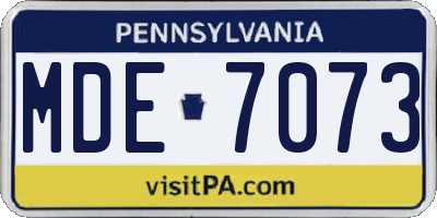 PA license plate MDE7073