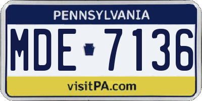 PA license plate MDE7136