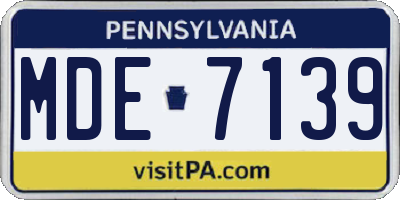 PA license plate MDE7139