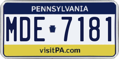 PA license plate MDE7181