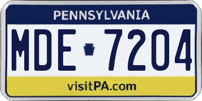 PA license plate MDE7204