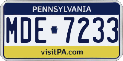 PA license plate MDE7233