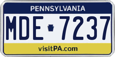 PA license plate MDE7237