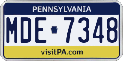 PA license plate MDE7348