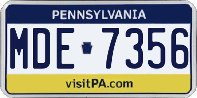 PA license plate MDE7356