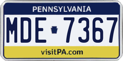 PA license plate MDE7367