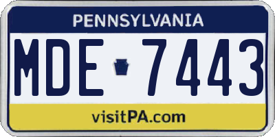 PA license plate MDE7443