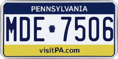 PA license plate MDE7506
