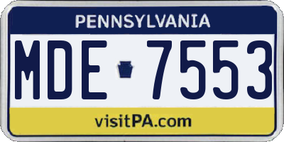 PA license plate MDE7553