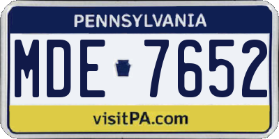 PA license plate MDE7652