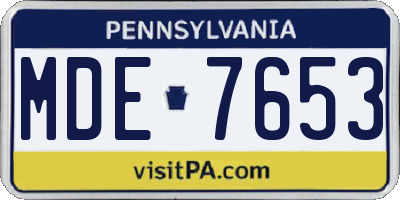 PA license plate MDE7653