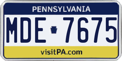 PA license plate MDE7675