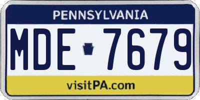 PA license plate MDE7679