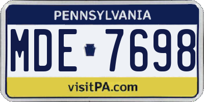 PA license plate MDE7698