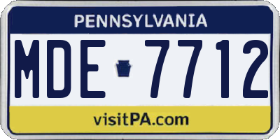 PA license plate MDE7712