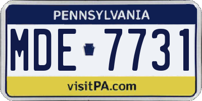 PA license plate MDE7731