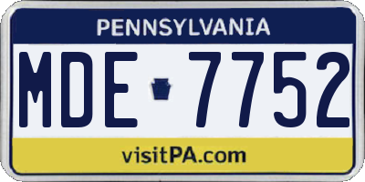 PA license plate MDE7752