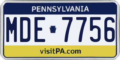 PA license plate MDE7756